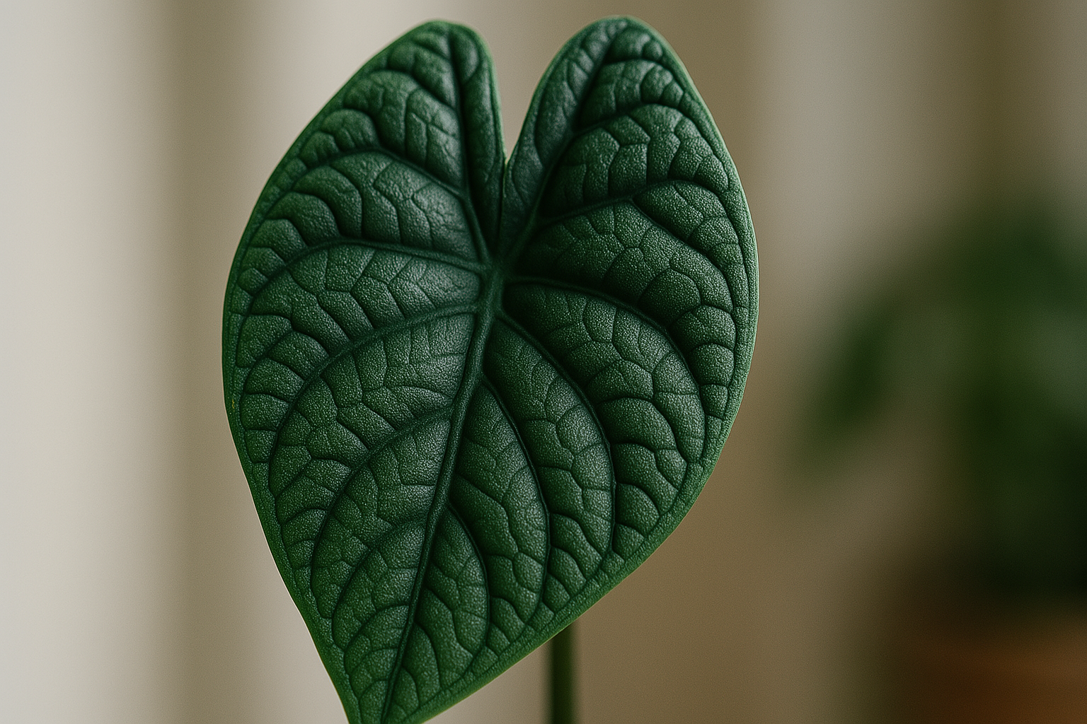 Detailed close-up of a healthy Alocasia Melo leaf showcasing its unique rugose texture, relevant to alocasia melo care.