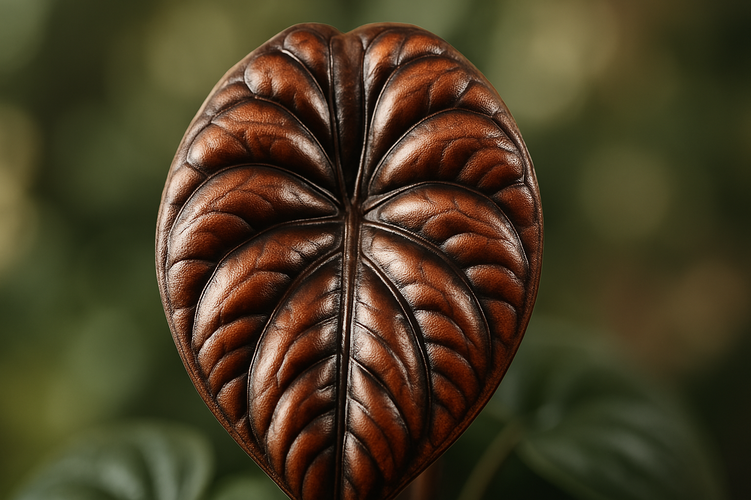 Healthy Alocasia Cuprea 'Red Secret' leaf showing metallic shine, demonstrating proper alocasia cuprea care.