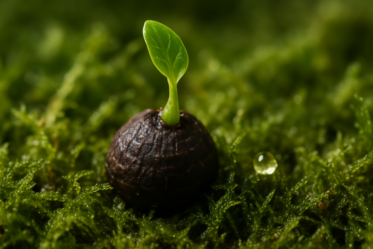 Close-up of a tiny Alocasia corm sprouting a new leaf, showing successful alocasia propagation corms.