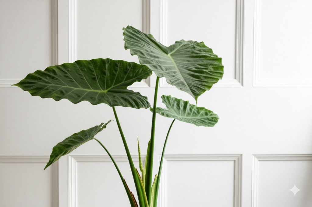 Lush green leaves of a healthy Alocasia Odora, illustrating effective alocasia odora care.